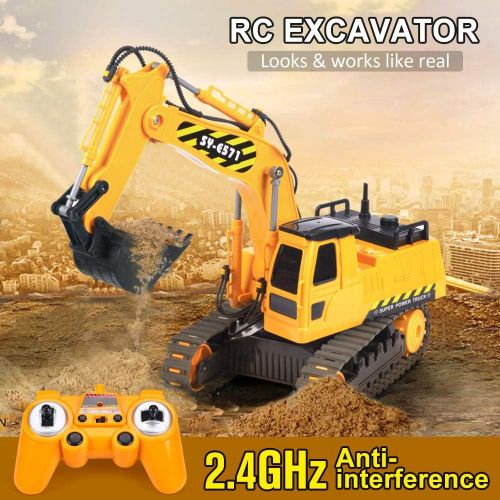  DOUBLE E Remote Control Excavator Toy 2 Batteries Digger Hydraulic Construction Vehicles RC Trucks Toys for Boys Girls Kids 3 4 5 6 7 8 9 10 Year