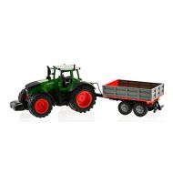 DOUBLE E Remote Controlled Tractor with Detachable Trailer That can be Raised and Lowered from The Remote. Die-Cast Tractor Model Kids Electronics Hobby Toy with Sound and Lights.