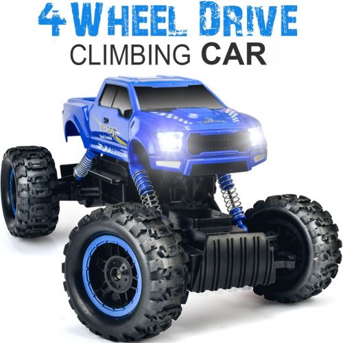  DOUBLE E 1:12 RC Cars Monster Truck 4WD Dual Motors Rechargeable Off Road Remote Control Truck, Blue