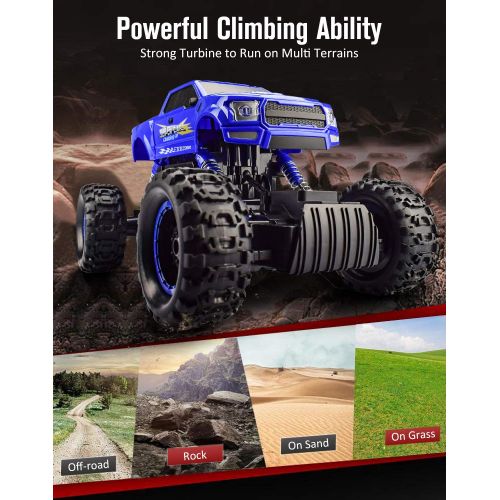 DOUBLE E 1:12 RC Cars Monster Truck 4WD Dual Motors Rechargeable Off Road Remote Control Truck, Blue
