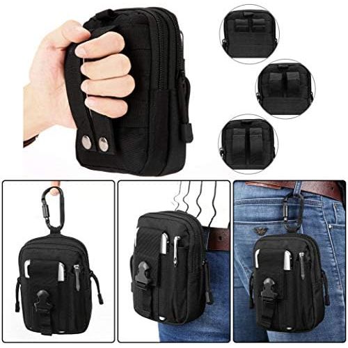  [아마존베스트]DOUN Outdoor Tactical Waist Bag EDC Molle Belt Waist Pouch Security Purse Phone Carrying Case for iPhone 8 plus Galaxy Note 9 S9 Or Less than 6.2 inches Smartphone - Black