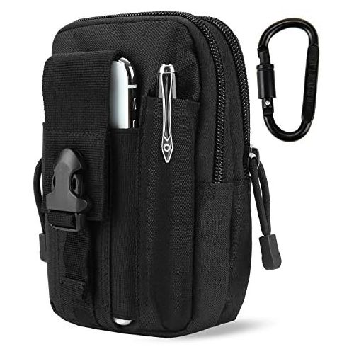  [아마존베스트]DOUN Outdoor Tactical Waist Bag EDC Molle Belt Waist Pouch Security Purse Phone Carrying Case for iPhone 8 plus Galaxy Note 9 S9 Or Less than 6.2 inches Smartphone - Black