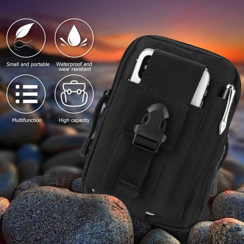  [아마존베스트]DOUN Outdoor Tactical Waist Bag EDC Molle Belt Waist Pouch Security Purse Phone Carrying Case for iPhone 8 plus Galaxy Note 9 S9 Or Less than 6.2 inches Smartphone - Black