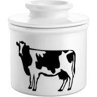DOWAN Porcelain Butter Keeper Crock, French Butter Dish with Lid, Cow Butter Dish, No More Hard Butter, White