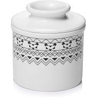 Dowan Butter Crock, Butter Keeper Crock, Keep Butter Soft & Fresh, Butter Crock with Water Line, Dishwasher Safe, French Butter Dish with Flat Lid for Serving, Modern Bohemian Design，unique thanksgivi