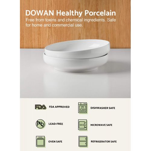  DOWAN 10 Inches/2 Quarts Porcelain Pasta/Salad Serving Bowls- Set of 2, Shallow, White