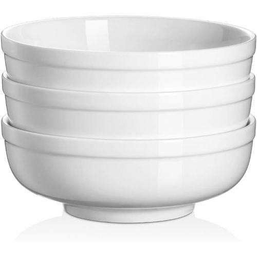  DOWAN Porcelain Soup Bowls - 32 Ounces White Serving Bowls, Individual Salad Bowls for Pasta Soup Cereal Salad, Sturdy Pho Bowls for Kitchen, Dishwasher & Microwave Safe Bowls Set