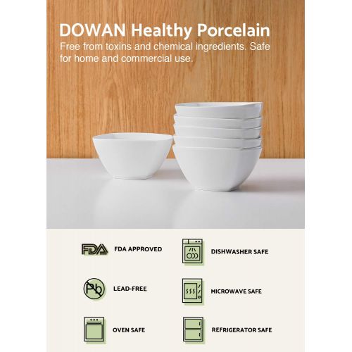  DOWAN 27 Ounces Porcelain Square Cereal Bowls - Set of 6, White