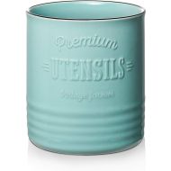 DOWAN 7.2″ Extra Large Kitchen Utensil Holder - Farmhouse Utensil Holder for Countertop - Ceramic Utensil Crock with Protection Cork Mat - Kitchen Decor & Housewarming Gift (Turquoise)