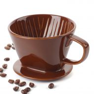 DOWAN Ceramic Coffee Dripper, Reusable Pour Over Coffee Dripper, Brown