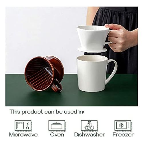  DOWAN Pour Over Coffee Dripper, Non Electric Pour Over Coffee Maker, Porcelain Slow Brewing Accessories for Home, Cafe, Restaurants, Easy Manual Brew Maker, White: Kitchen & Dining