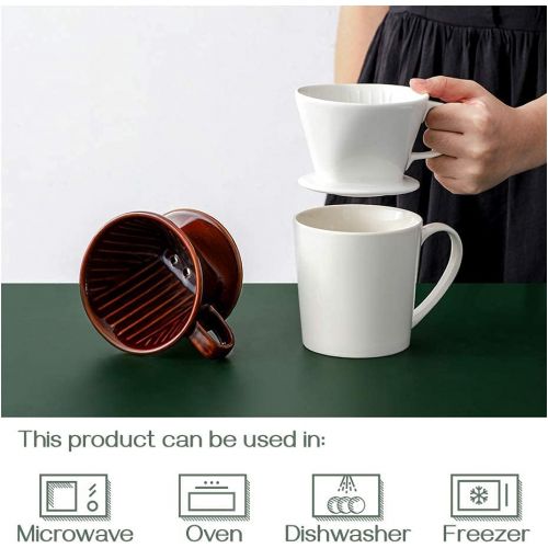  DOWAN Pour Over Coffee Dripper, Non Electric Pour Over Coffee Maker, Porcelain Slow Brewing Accessories for Home, Cafe, Restaurants, Easy Manual Brew Maker, White: Kitchen & Dining