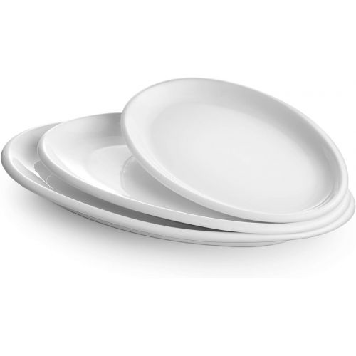  DOWAN Large Serving Platters, 12/14/15.5 Inches Oval Serving Platters, Oval Serving Plates Dinner Plates Serving Dishes, Ideal for Parties, Restaurant, Dessert Shop, Set of 3, Whit