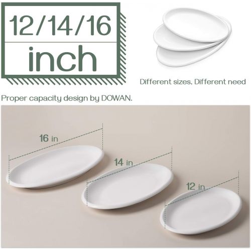  DOWAN Large Serving Platters, 12/14/15.5 Inches Oval Serving Platters, Oval Serving Plates Dinner Plates Serving Dishes, Ideal for Parties, Restaurant, Dessert Shop, Set of 3, Whit