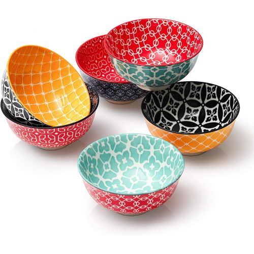  DOWAN Dessert Bowls, 10 Ounce Small Porcelain Bowls for Snacks, Rice, Condiments, Side Dishes, Ice Cream, Set of 6, Colorful: Kitchen & Dining