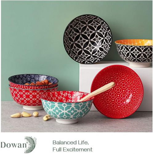  DOWAN Dessert Bowls, 10 Ounce Small Porcelain Bowls for Snacks, Rice, Condiments, Side Dishes, Ice Cream, Set of 6, Colorful: Kitchen & Dining