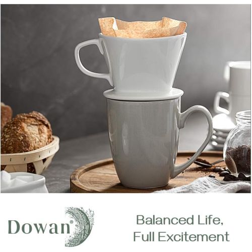  DOWAN Pour Over Coffee Dripper, Non Electric Pour Over Coffee Maker, Porcelain Slow Brewing Accessories for Home, Cafe, Restaurants, Easy Manual Brew Maker, White
