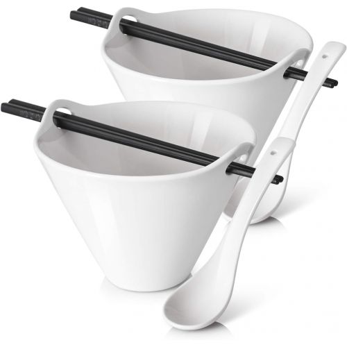  [아마존베스트]DOWAN Ramen Bowls with Chopsticks and Spoons Set of 2 - Japanese Ramen Noodle Bowl with Chopsticks and Spoons, 20 oz Deep Pho Bowl, Dishwasher & Microwave Safe