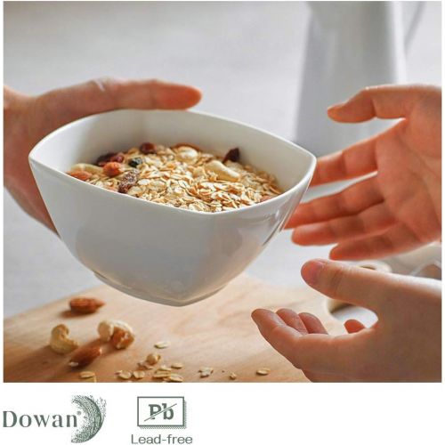  [아마존베스트]DOWAN Square Cereal Bowls Set of 6-27 Ounces Porcelain Soup Bowls, White Serving Bowl for Salad Pasta Dessert Snack, Chip Resistant, Dishwasher & Microwave Safe