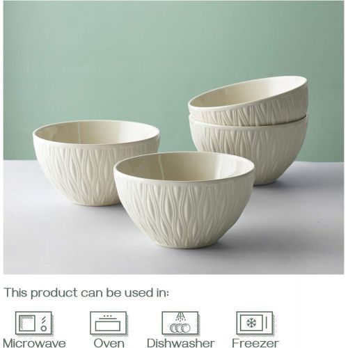  [아마존베스트]DOWAN 25 Ounce Cereal Bowls, Ceramic Soup Bowls, Porcelain Bowls for Kitchen, White Bowls for Cereal Soup Rice Pasta Salad Oatmeal, Dishwasher & Microwave Safe, Set of 4, Off White