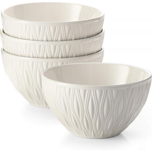  [아마존베스트]DOWAN 25 Ounce Cereal Bowls, Ceramic Soup Bowls, Porcelain Bowls for Kitchen, White Bowls for Cereal Soup Rice Pasta Salad Oatmeal, Dishwasher & Microwave Safe, Set of 4, Off White