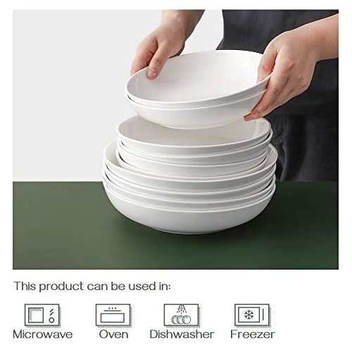  [아마존베스트]DOWAN Pasta Bowls 30oz, Large White Salad Bowls, Porcelain Pasta Plate Bowl Set of 6, Soup Bowls Microwave & Dishwasher Safe, Sturdy & Versatile