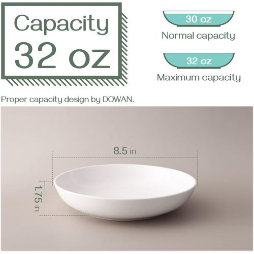  [아마존베스트]DOWAN Pasta Bowls 30oz, Large White Salad Bowls, Porcelain Pasta Plate Bowl Set of 6, Soup Bowls Microwave & Dishwasher Safe, Sturdy & Versatile