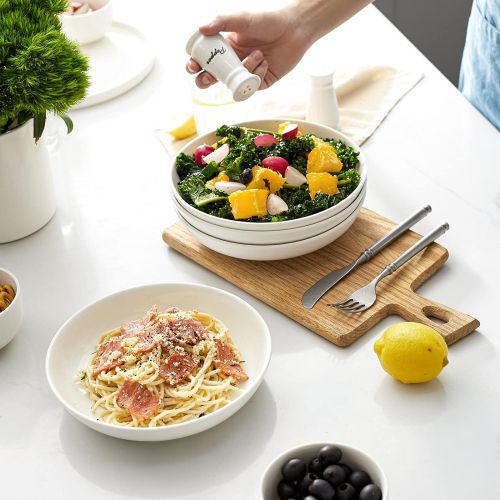  [아마존베스트]DOWAN Pasta Bowls 30oz, Large White Salad Bowls, Porcelain Pasta Plate Bowl Set of 6, Soup Bowls Microwave & Dishwasher Safe, Sturdy & Versatile