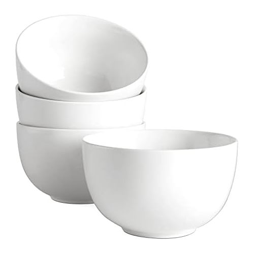  [아마존베스트]DOWAN Deep Soup Bowls, 30 Ounces White Cereal Bowl for Oatmeal, Ceramic Ramen Bowls for Noodle, Porcelain Bowls Set 4 for Kitchen, Dishwasher & Microwave Safe