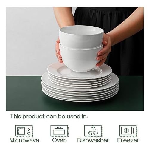  [아마존베스트]DOWAN Deep Soup Bowls, 30 Ounces White Cereal Bowl for Oatmeal, Ceramic Ramen Bowls for Noodle, Porcelain Bowls Set 4 for Kitchen, Dishwasher & Microwave Safe