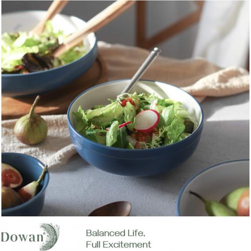  [아마존베스트]DOWAN 3 Packs Porcelain Saadp Bowls, 32 Ounces Soup Bowls for Cereal, Salad, and Pasta Bowls, White (Haza Blue)