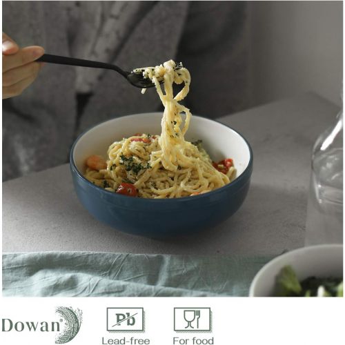  [아마존베스트]DOWAN 3 Packs Porcelain Saadp Bowls, 32 Ounces Soup Bowls for Cereal, Salad, and Pasta Bowls, White (Haza Blue)