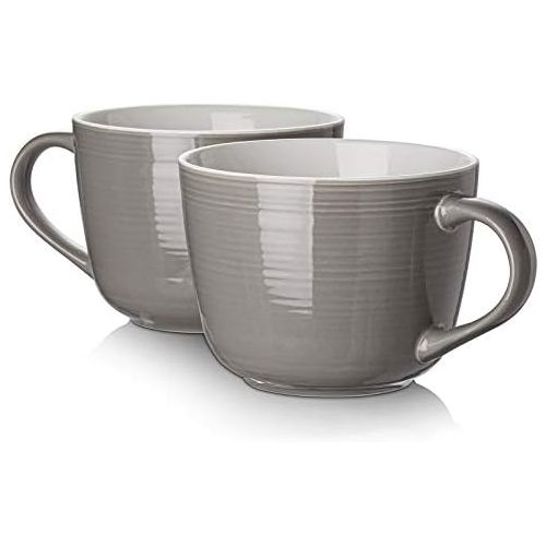  [아마존베스트]DOWAN Coffee Mug, Ceramic Soup Mugs with Handles, 17 Oz Wide Large Coffee Mugs Set of 2, Dishwasher & Microwave Safe Mug for Soup, Latte, Tea, Cappuccino, Coffee Mugs for Men, Brow