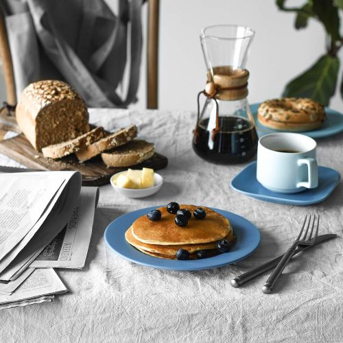  [아마존베스트]DOWAN Ceramic Salad Plates Set of 6, 8 inches Dessert Plates for Kitchen and Restaurant , Porcelain Small Dinner Serving Plates with Wide Rim, Microwave and Dishwasher Safe, Matte