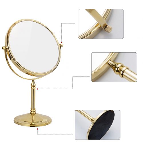  DOWRY 8-Inch Tabletop Swivel Vanity Magnifying Mirror 10x Magnification,Gold Finish, Double Sided 2202J(10x)