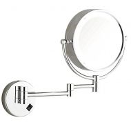 DOWRY LED Lighted Makeup Wall Mount Makeup Mirror Hard Wire,8Inch Cordless, Polished Chrome Finished 1809D-ancha (7x, Chrome)