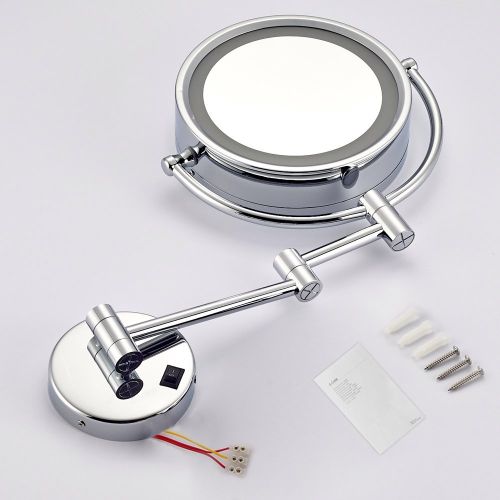  DOWRY LED Lighted Makeup Wall Mount Makeup Mirror Hard Wire,8Inch Cordless, Polished Chrome Finished 1809D-ancha (7x, Chrome)