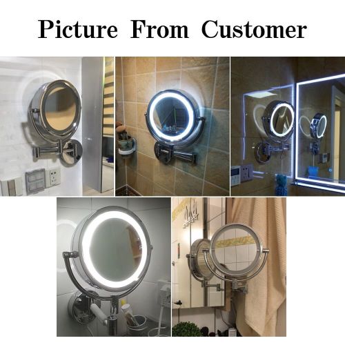  DOWRY LED Lighted Makeup Wall Mount Makeup Mirror Hard Wire,8Inch Cordless, Polished Chrome Finished 1809D-ancha (7x, Chrome)