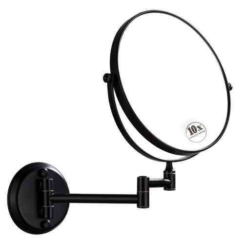  DOWRY Wall Mounted Magnifying Mirror with 10x Magnification, Oil Rubbed Bronze, 8 Inch Double-Sided Swivel Makeup Mirror Wall, 12 Inch Extension, D1306ORB-10