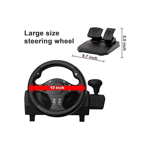  DOYO Game Racing Wheel with Pedals, 270° Steering Wheels PC with Force Feedback, Racing Steering Wheel compatible with PS4, Xbox Series X/S, Xbox ONE/360, PS3, Android, Real Racing Simulator