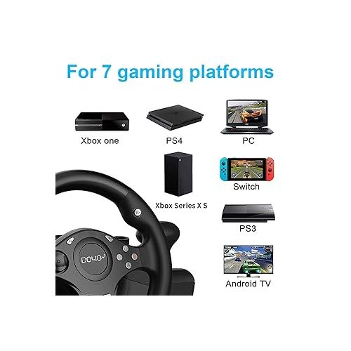  DOYO Game Racing Wheel with Pedals, 270° Steering Wheels PC with Force Feedback, Racing Steering Wheel compatible with PS4, Xbox Series X/S, Xbox ONE/360, PS3, Android, Real Racing Simulator