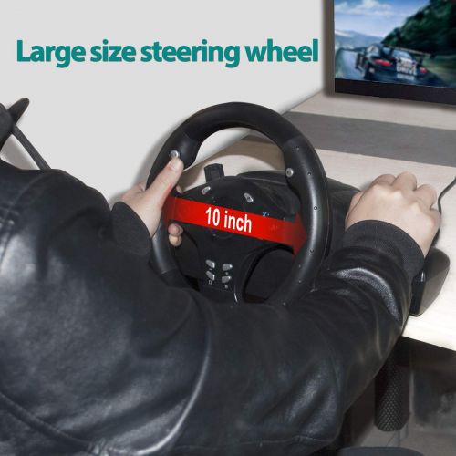  DOYO PC Racing Wheel, XBOX 360 Steering Wheel, 270 Degree Driving Force Sim Gaming Steering Wheel with Responsive Gear and Pedals for Racing Game PC/PS3/PS4/XBOX ONE/XBOX 360/Ninte