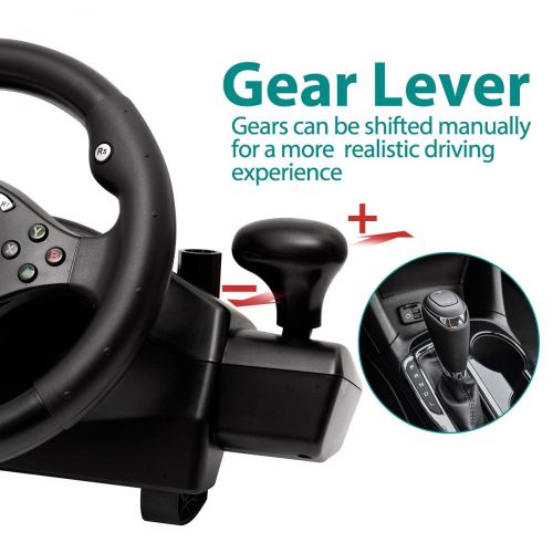  DOYO PC Racing Wheel, XBOX 360 Steering Wheel, 270 Degree Driving Force Sim Gaming Steering Wheel with Responsive Gear and Pedals for Racing Game PC/PS3/PS4/XBOX ONE/XBOX 360/Ninte