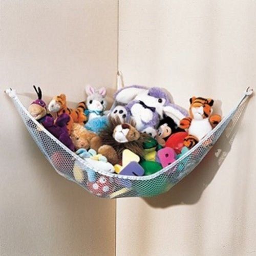  [아마존베스트]DOZENEGG Dozenegg Stuffed Animal & Toy Organizer Hammock Pet Net, White Net and Trim