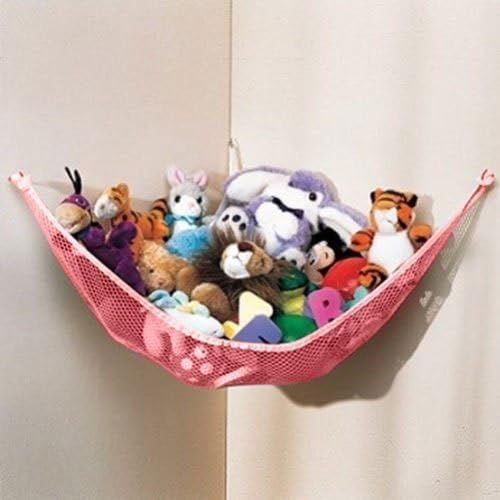  [아마존베스트]DOZENEGG Stuffed Animal & Toy Organizer Hammock Pet Net, Pink Net and Trim