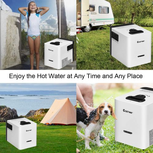  DOZYANT COSTWAY Gas Water Heater, Portable Outdoor Shower Propane Gas Instant Battery Powered Hot Water Heater with Carrying Bag for Outdoor, Camping, Backpacking, Surfing, Climbing, Trave