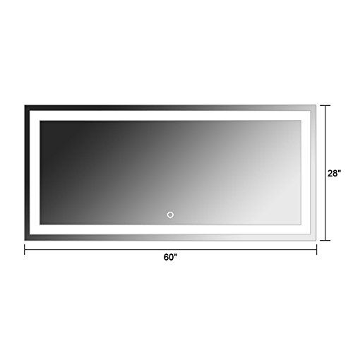  DP Home Horizontal LED Bathroom Silvered Mirror with Touch Button,70 x 32 In (E-CK010-A)