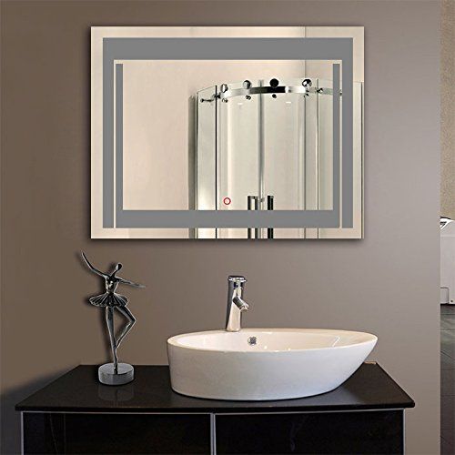  DP Home LED Lighted Illuminated Bathroom Vanity Wall Mirror with Touch Sensor, White Mirror 24 x 32 Inch (E-CK150)