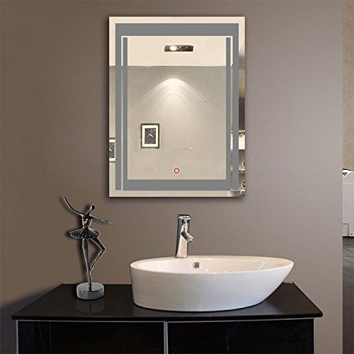  DP Home LED Lighted Illuminated Bathroom Vanity Wall Mirror with Touch Sensor, White Mirror 24 x 32 Inch (E-CK150)