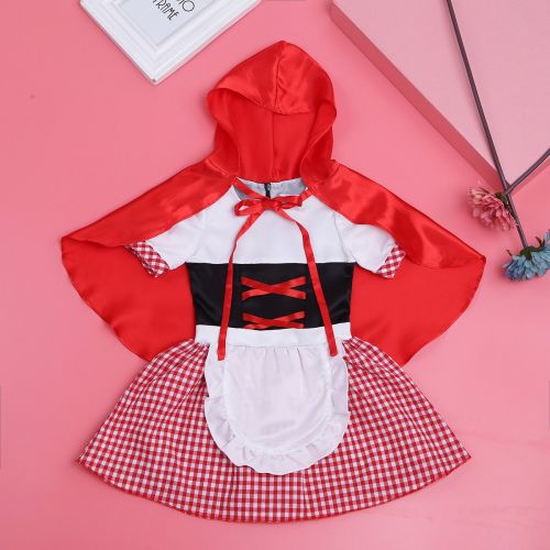  DPois dPois Toddler Kids Girls Red Little Riding Hood Cloak Cape Halloween Cosplay Party Fancy Dress Up